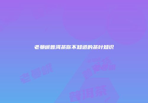 老曼峨普洱茶你不知道的茶叶知识