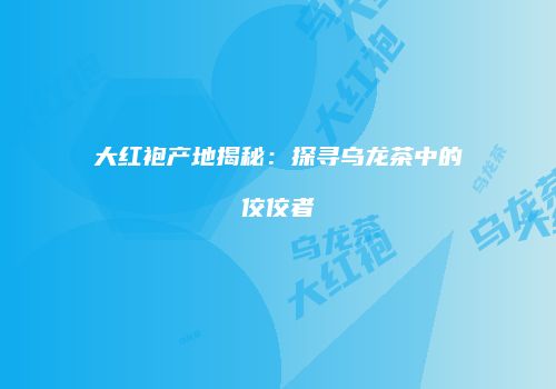 大红袍产地揭秘：探寻乌龙茶中的佼佼者
