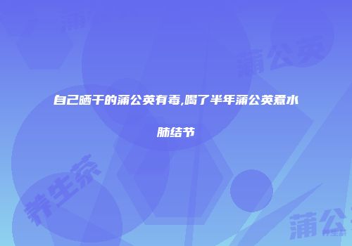 自己晒干的蒲公英有毒,喝了半年蒲公英煮水肺结节