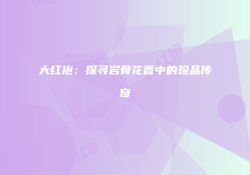 大红袍：探寻岩骨花香中的珍品传奇