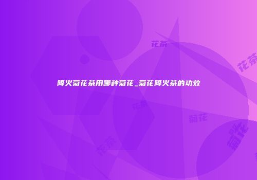 降火菊花茶用哪种菊花_菊花降火茶的功效