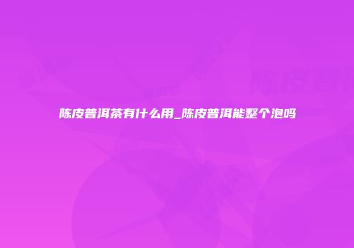 陈皮普洱茶有什么用_陈皮普洱能整个泡吗