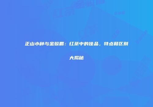 正山小种与金骏眉：红茶中的佳品，特点和区别大揭秘