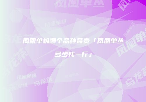 凤凰单枞哪个品种最贵「凤凰单丛多少钱一斤」