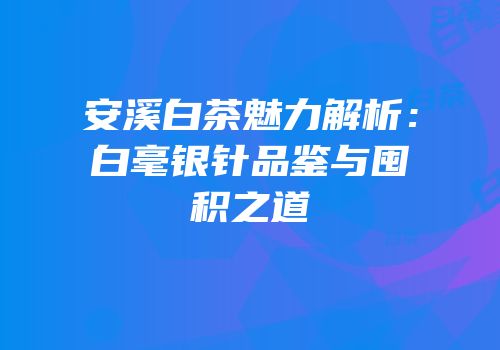 安溪白茶魅力解析：白毫银针品鉴与囤积之道