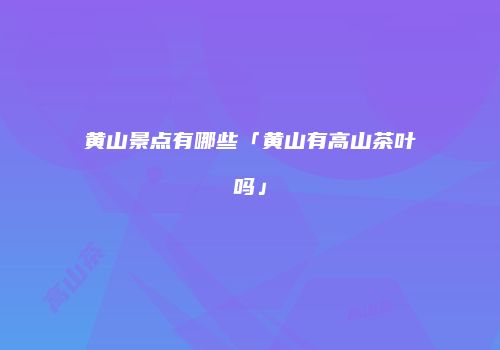 黄山景点有哪些「黄山有高山茶叶吗」