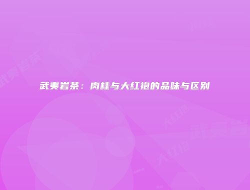 武夷岩茶：肉桂与大红袍的品味与区别