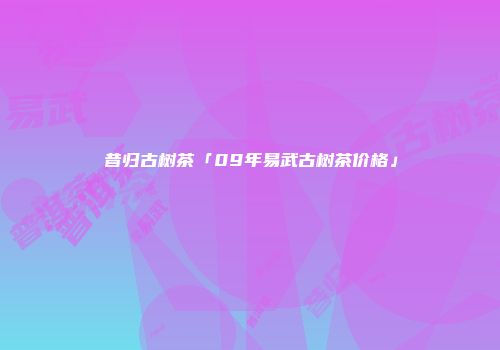 昔归古树茶「09年易武古树茶价格」