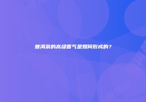 普洱茶的高级香气是如何形成的？