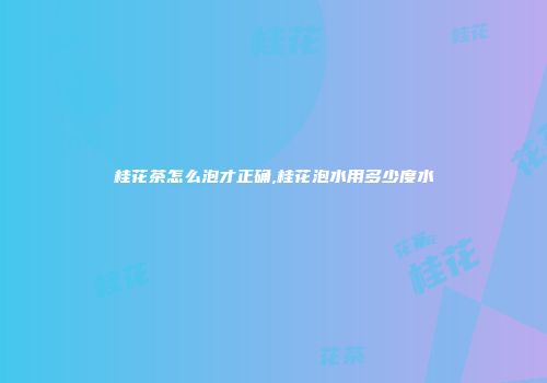 桂花茶怎么泡才正确,桂花泡水用多少度水
