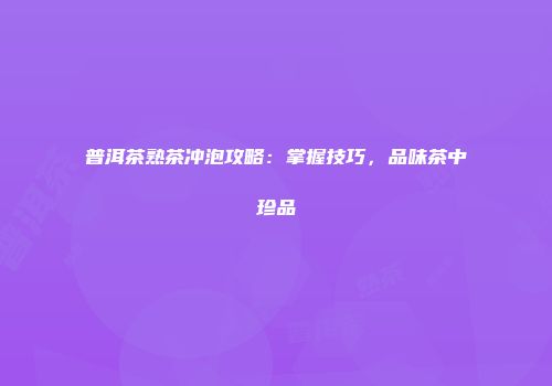 普洱茶熟茶冲泡攻略：掌握技巧，品味茶中珍品