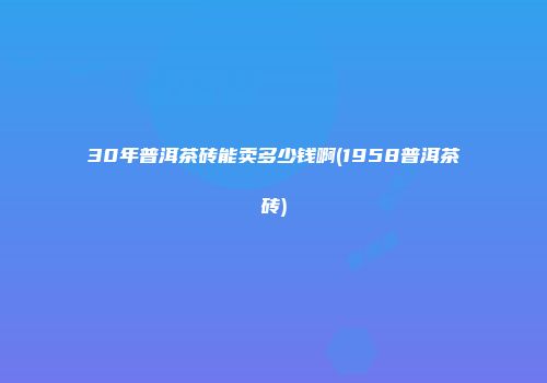 30年普洱茶砖能卖多少钱啊(1958普洱茶砖)