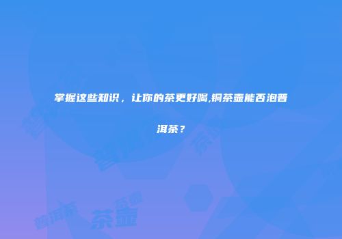 掌握这些知识，让你的茶更好喝,铜茶壶能否泡普洱茶？