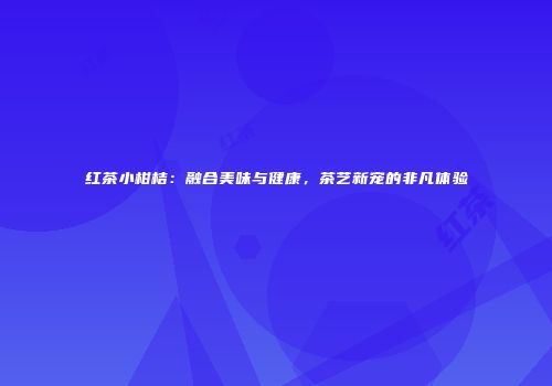 红茶小柑桔：融合美味与健康，茶艺新宠的非凡体验