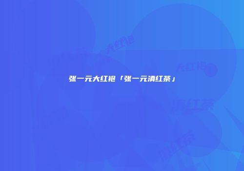 张一元大红袍「张一元滇红茶」