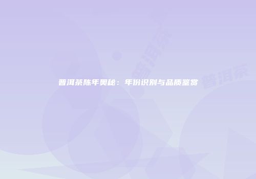 普洱茶陈年奥秘：年份识别与品质鉴赏