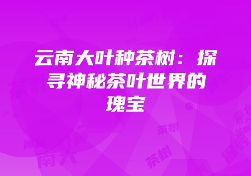 云南大叶种茶树：探寻神秘茶叶世界的瑰宝