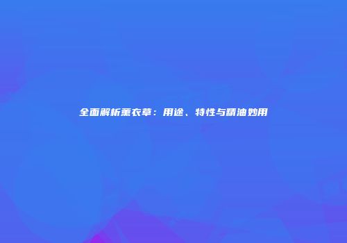 全面解析薰衣草：用途、特性与精油妙用