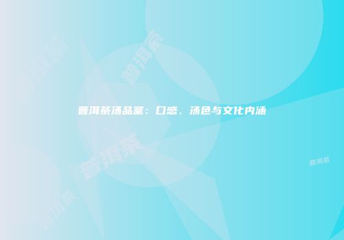普洱茶汤品鉴：口感、汤色与文化内涵