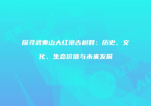 探寻武夷山大红袍古树群：历史、文化、生态价值与未来发展