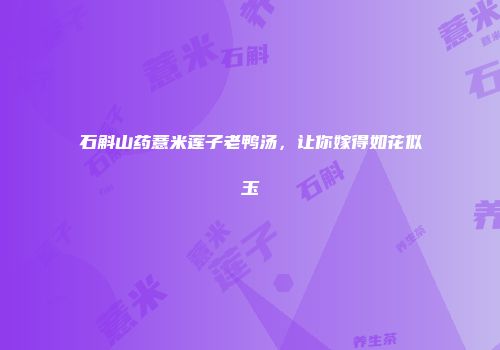 石斛山药薏米莲子老鸭汤，让你嫁得如花似玉