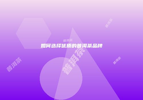 如何选择优质的普洱茶品牌