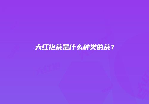 大红袍茶是什么种类的茶？