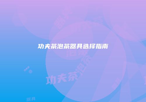 功夫茶泡茶器具选择指南