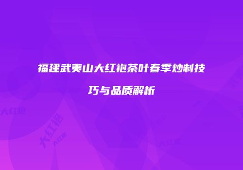 福建武夷山大红袍茶叶春季炒制技巧与品质解析
