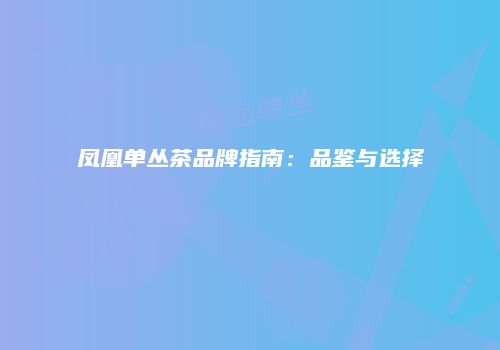 凤凰单丛茶品牌指南：品鉴与选择