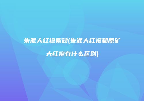 朱泥大红袍紫砂(朱泥大红袍和原矿大红袍有什么区别)