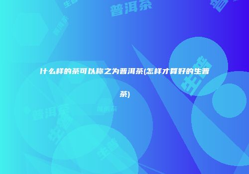什么样的茶可以称之为普洱茶(怎样才算好的生普茶)