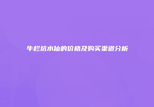 牛栏坑水仙的价格及购买渠道分析