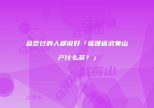 品尝过的人都说好「福建省武夷山产什么茶？」