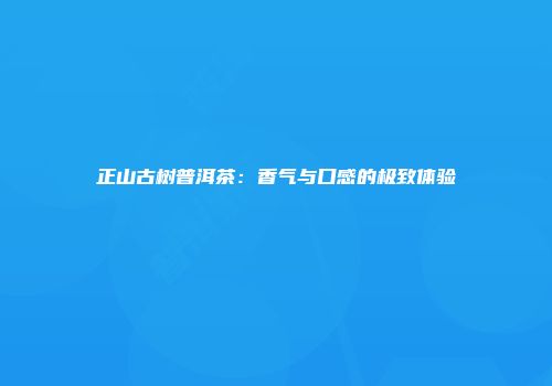 正山古树普洱茶：香气与口感的极致体验