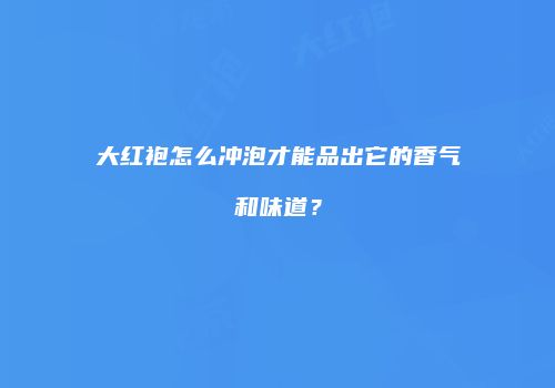 大红袍怎么冲泡才能品出它的香气和味道？
