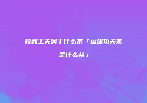 政和工夫属于什么茶「福建功夫茶是什么茶」