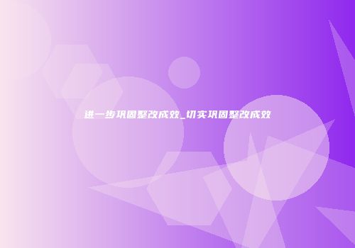 进一步巩固整改成效_切实巩固整改成效