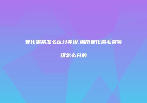 安化黑茶怎么区分等级,湖南安化黑毛茶等级怎么分的