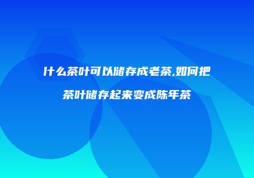 什么茶叶可以储存成老茶,如何把茶叶储存起来变成陈年茶
