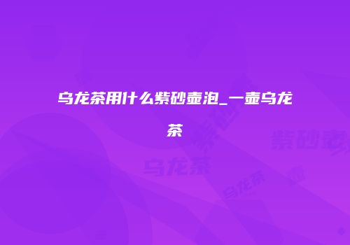 乌龙茶用什么紫砂壶泡_一壶乌龙茶