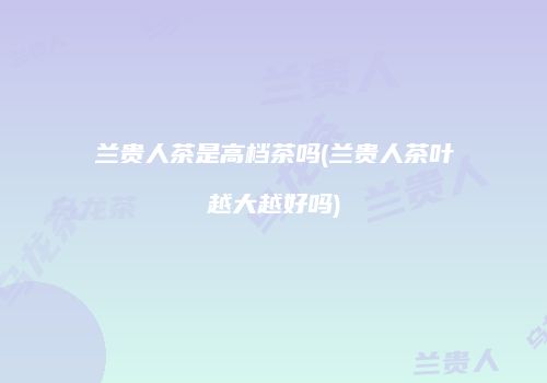 兰贵人茶是高档茶吗(兰贵人茶叶越大越好吗)