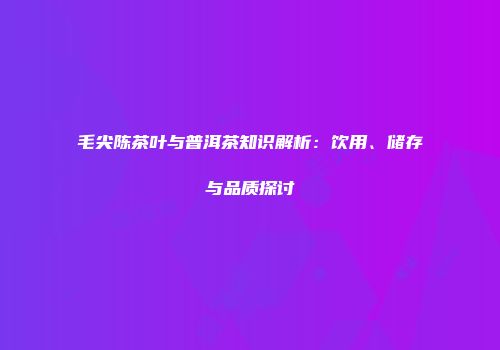 毛尖陈茶叶与普洱茶知识解析：饮用、储存与品质探讨