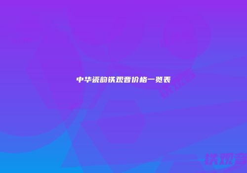 中华瓷韵铁观音价格一览表