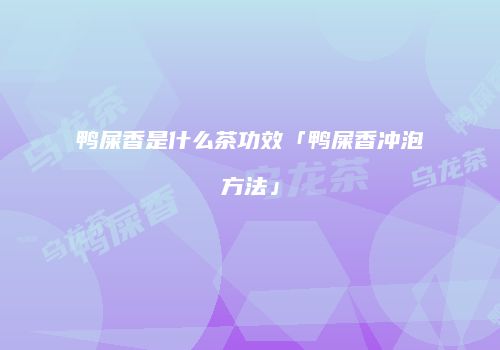 鸭屎香是什么茶功效「鸭屎香冲泡方法」