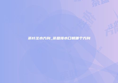 茶叶注水方向_茶盘排水口朝哪个方向