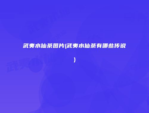 武夷水仙茶图片(武夷水仙茶有哪些传说)