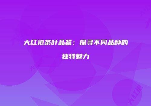 大红袍茶叶品鉴：探寻不同品种的独特魅力