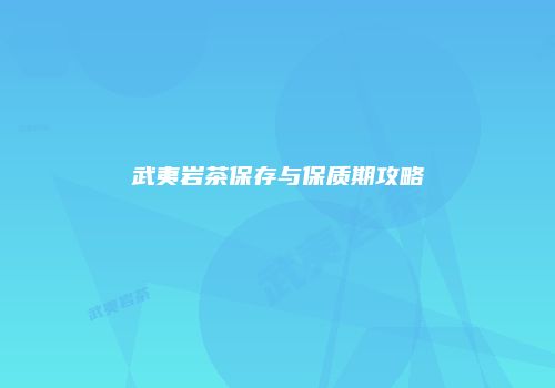 武夷岩茶保存与保质期攻略