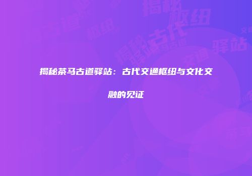 揭秘茶马古道驿站：古代交通枢纽与文化交融的见证